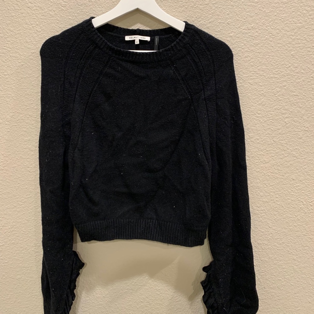 Helmet Lang Cropped Sweater in Black